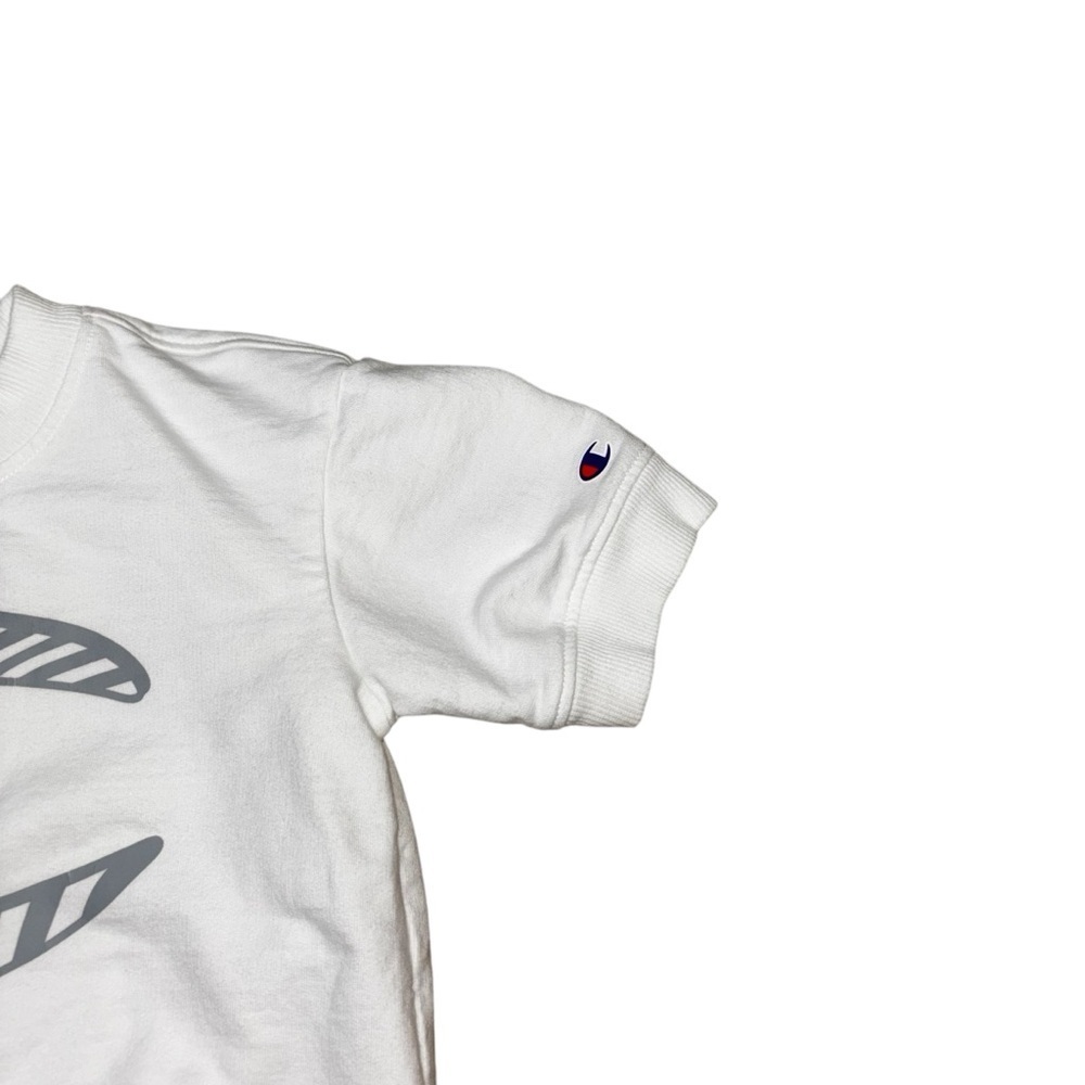 Champion Kids Size 6 Short Sleeve Pullover Sweater Top Graphic Print Thick White - Picture 3 of 5